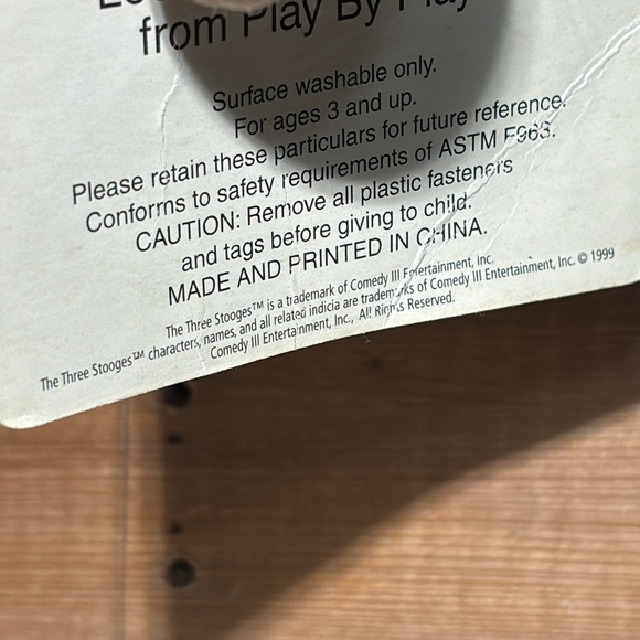 Vintage 1999 Three Stooges "Larry" ! New with tags old Stock! NWT - Picture 7 of 11